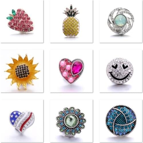 XH5519 LOVE strawberry pineapple Sun flower 18mm Metal snap button for snap bracelet
