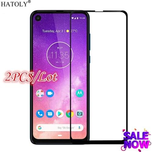 2Pcs Full Glue Coverage For Glass Motorola One Action Screen Protector Tempered Glass for Moto One Action Protective Phone Glass