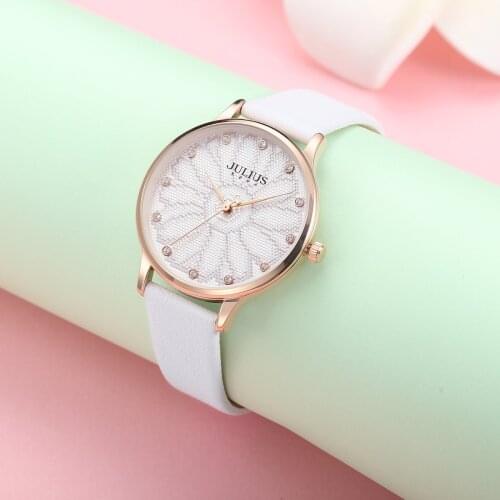 Lovely Sunflower Lady Womens Watch Elegant Woman Clock Fashion Hours Genuine Leather Bracelet School Girls Julius Gift Box