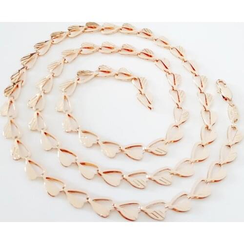 Luxury Elegant Necklace 585 Rose Gold Jewelry Trendy Women Heart Shape Catenary Link Gold Chain 70CM Long Women Necklace