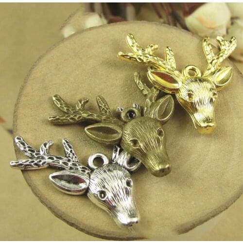 MINGXUAN 10pcs 36x37mm Antique Bronze deer head Charm Pendant for Diy Necklace Jewelry Making Handmade Craft C924