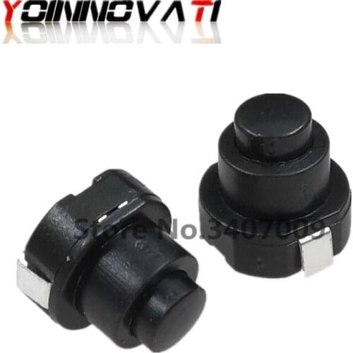 100pcs KAN-10A DC 30V 1A Round 2Pin Black Mini Push Button Switch for Electric Torch 2P On-Off Flashlight Switchs