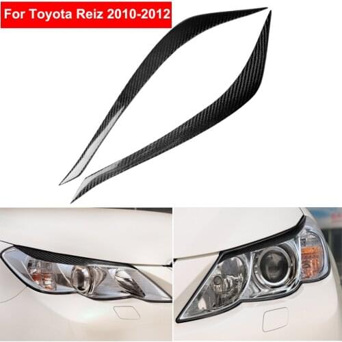 2PCS Car Styling Real Carbon Fiber Headlight Eyebrow Eyelids For Toyota REIZ Trim Cover Sticker 2010-2012 Accessory Parts
