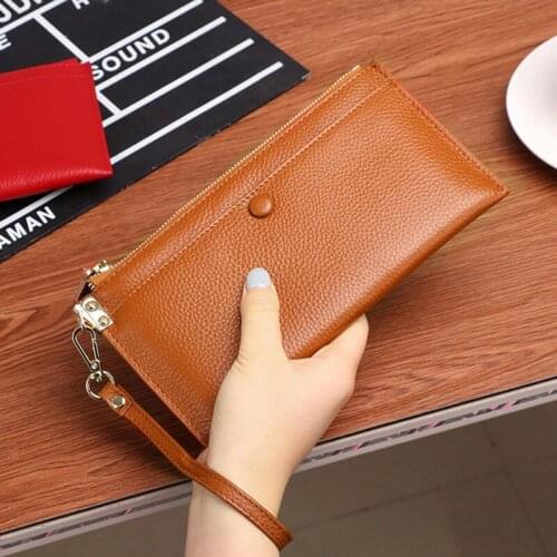 RanHuang 2019 Women Genuine Leather Wallet Long Design Zipper Wallet Ladies Thin Clutch Bags Cow Leather Purses Card Holder