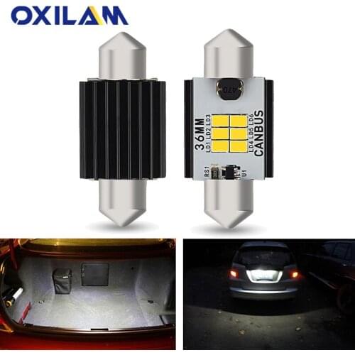 2x OXILAM Canbus LED License Plate Number Light for Volvo S40 S60 S80 V50 V70 C30 C70 XC90 C5W Festoon Bulb Car Trunk Lamp 12V