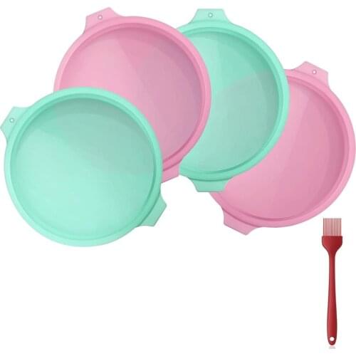 4 Pcs 8 Inch Round Cake Tin, Silicone Cake Mould, Layer Cake Tin, Silicone Cake Tins for Baking, Non-Stick Baking Tins