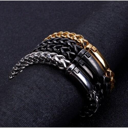 55g Mens Gifts European and American foreign trade jewelry stainless steel Figaro Link chain bracelet bangle 8mm 8.66'' size