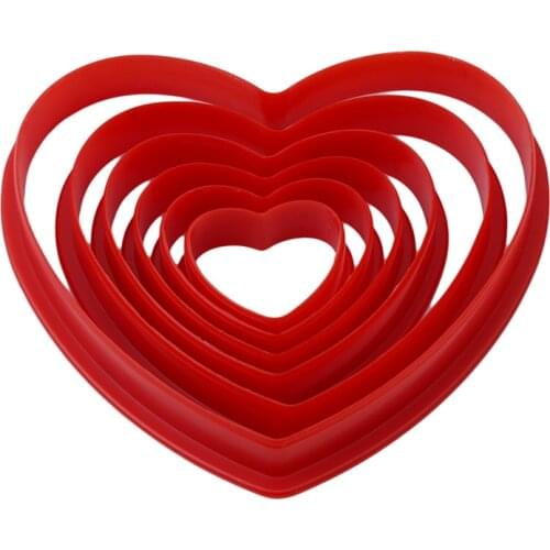 6pcs/set Star Heart Shaped Plastic Cake Mold Cookie Cutter Fondant Biscuit Stamp Sugar Craft Cake Decorations Moulds Baking Tool