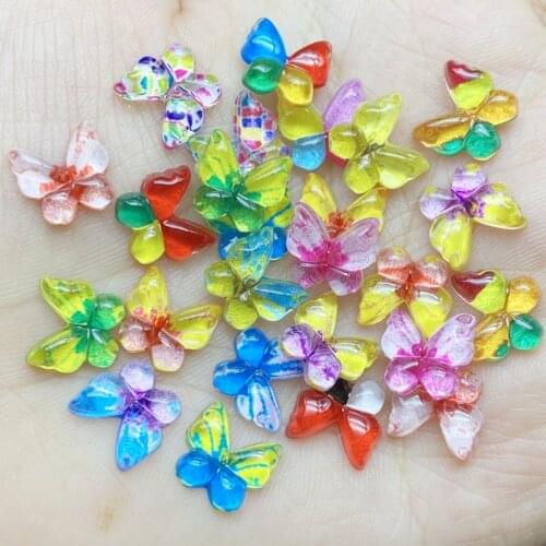 80Pcs New Resin Cute Mixed Mini Butterfly Flat Back Cabochon Scrapbooking Hair Bow Center Embellishments DIY Accessories F40