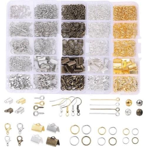 Alloy Accessories Jewelry findings Set Open Jump Rings,Earring Hook,Lobster Clasps hooks,Jewelry Making Supplies Tools