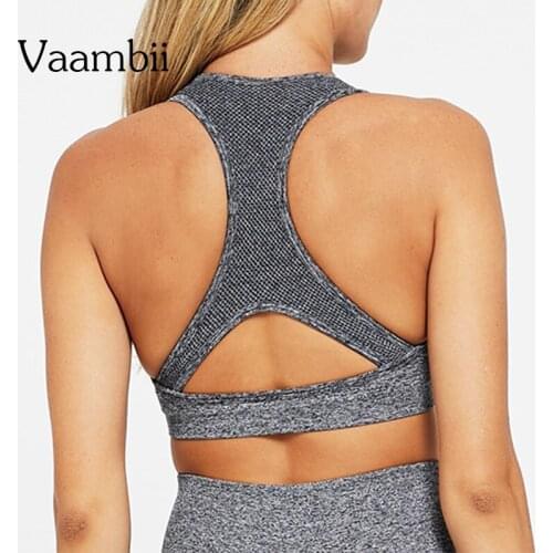 Seamless Sports Bra Without Bones Sporty Woman Fitness Top With Cups Straps Push Up Open Back Top Gym Yoga Sport Clothing