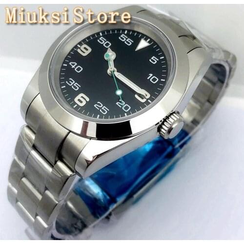 BLIGER 40mm Mens Sterile Luxury Mechanical Watch Silver Case Sapphire Glass Black Dial Luminous Men Top Classic Automatic Watch