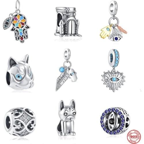 Hot New Europe Blue Eyes Bead Pendant Dangle Charms Fit Pandora Original Sterling Silver 925 Bracelet For Girl Boy Jewelry Gift