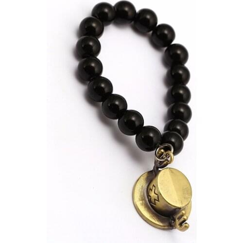 Black Beaded Bracelet Luffy Straw Hats Chopper Hat Crockdale Dart Alligator Cartoon Cartoon String Beads Bracelet 10mm