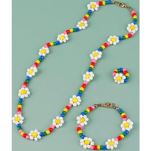 Makersland Cute Children Bracelet Necklace Sets Adjustable Rope Bracelets for Girls Charms Beads Fashion Jewelry Gifts 2020 New