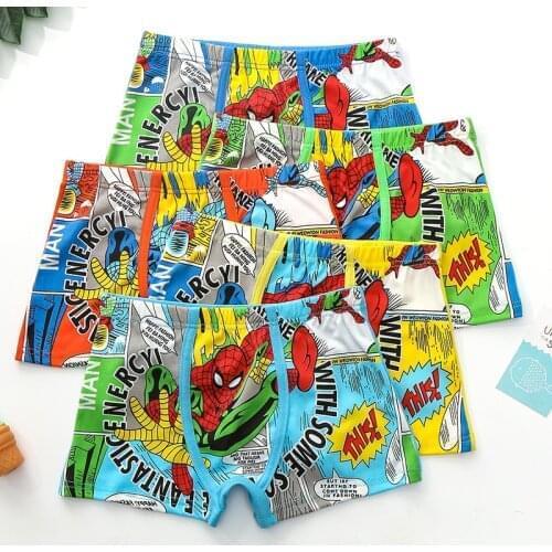 5 pieces Childrens Underwear 3 to 7 yrs boys Flat-angle cotton underpants baby cartoon SpiderMan pants Boxer panties set