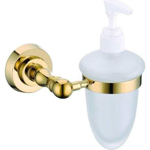 Free shipping Gold clour BATHROOM ACCESSORIES ROUND BASE SOAP DISPENSERS
