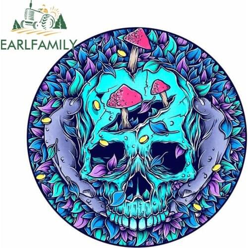 EARLFAMILY 13cm x 12.8cm for Mother Nature Skull Vinyl Car Stickers Occlusion Scratch Decal Surfboard VAN Creative Car Styling
