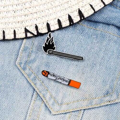Enamel Pin matches Cartoon Lapel Button Badges never knows best Cigarette Brooch and Pins Denim coat boy Smoking Jewelry Gifts