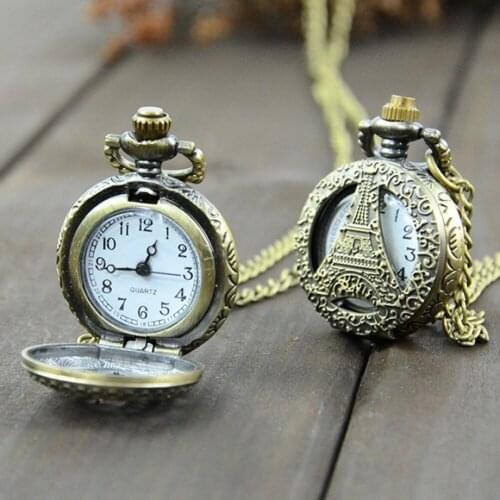 Pocket Watch Retro Vintage Steampunk Quartz Necklace Carving Pendant Chain Clock Pocket Watch Mens and Womens Necklace Watches