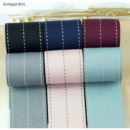 Kewgarden 3mm 10mm 16mm 25mm 40mm 1" 1.5" Stripe Grosgrain Ribbon DIY Bow Accessories Handmade Tape Packing Webbing 20 Yards