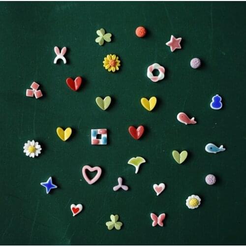 Korea Mini Stud Earring for Women Girl Colorful Ceramics Small Studs Earrings Charm Heart Flower Star Earrings Summer Jewelry