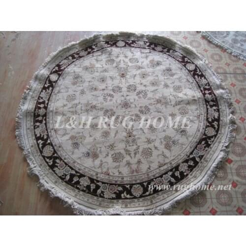 Free shipping 7'X7' 160 Line Round Wool & Silk Oriental handmade persian carpet, Persian Rug