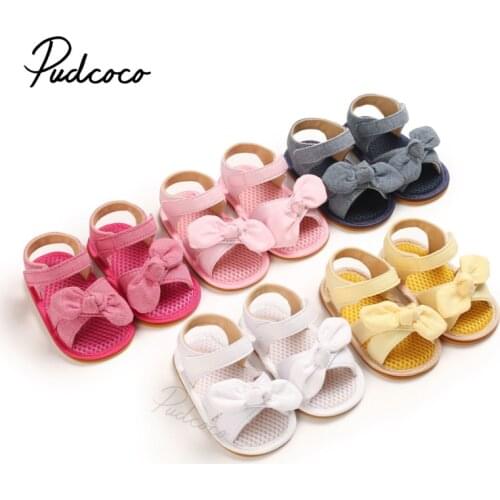 Baby Girls Summer Bow Sandals, Soft Sole Non-Slip Open Toe Flats Infant Pre-Walkers