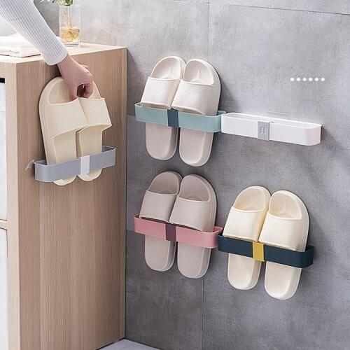 Slippers Storage Wall-mounted Shoes Shelf Nail-free Slippers Rack Household Shoes Storage Organizer Home Space Saving