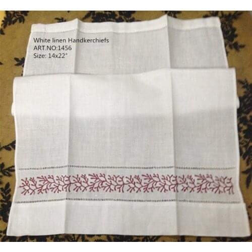 NoVelty Unisex Handkerchiefs 12PCS/Lot 14x22"Linen Vintage & Holiday Handkerchiefs Embroidered coral tree Hankies For Occasions