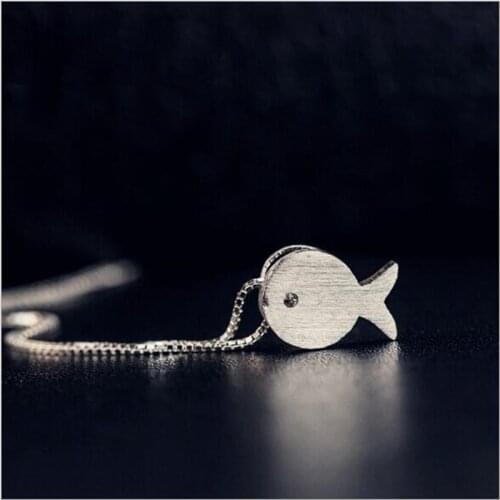 New Simple And Lovely Drawing Small Fish Personality Fashion 925 Sterling Silver Jewelry Pendant Necklaces N043