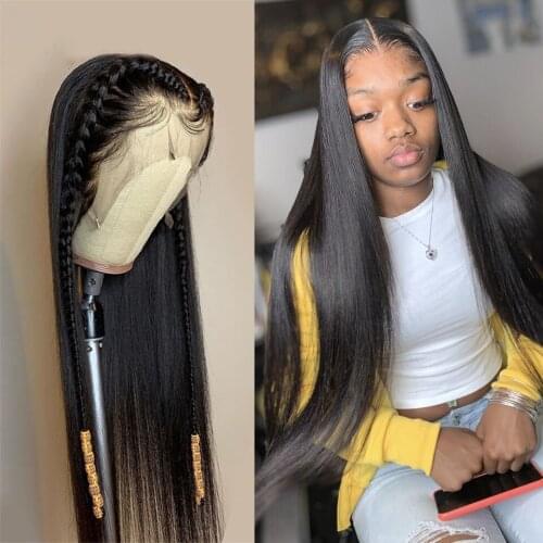 Bone Straight 13x4 Lace Front Wig Human Hair Wigs For Women Human Hair Brazilian Remy 4x4 Lace Closure Wig 180% Bleached Knots