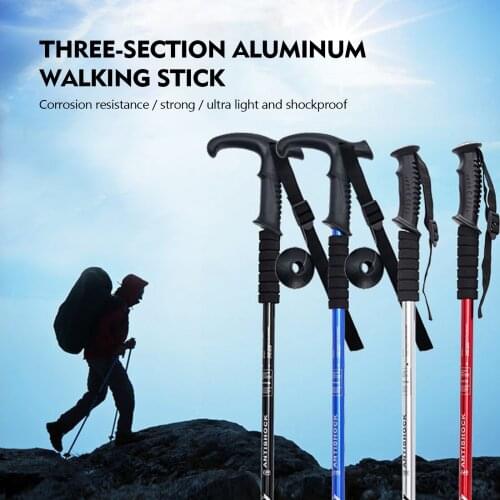 Multifunctional Folding Telescopic Aluminum Alloy Trekking Poles Ultra-light Walking Trekking Pole Outdoor Equipment Supplies