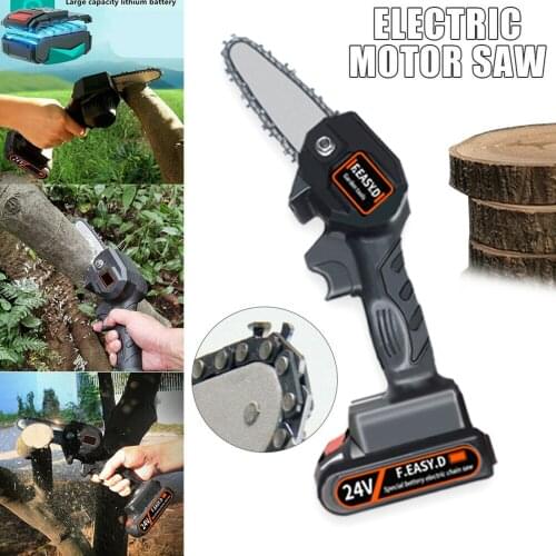 Handheld Cordless Electric Chainsaw with 2 Batteries Household Electric Pruning Saw Speed Adjustment for Tree Pruning Cutting