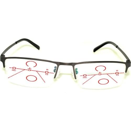 Progressive Multifocal Anti Blu Light Reading Glasses Black Frame Men Women High Quality Business Halfrim +0.75 To +4.0