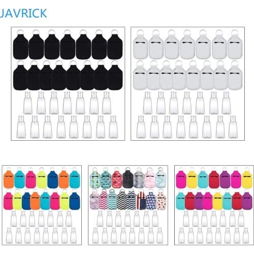 15Sets Reusable 30ml Empty Sanitizer Refillable Travel Bottle Hand Soap Perfume Container Holder with Keychain Carriers