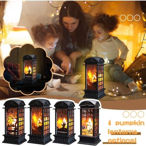 Retro Festival Small Wind Lanterns Halloween New Pumpkin Lanterns Glowing Pumpkin Lanterns Halloween Home Decoration Props