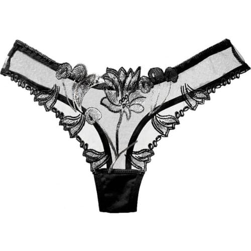 Sexy Panties Exotic Underwear Women Hollow Low Waist Lingeries Flower Embroidered Knickers Underpants Underwear G String 2021