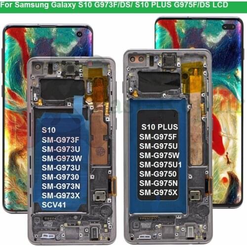 Super AMOLED S10 LCD For SAMSUNG Galaxy S10 G973F/DS G973F G973 lcd S10 Plus display G975 G975F G975F/DS lcd with touch panel