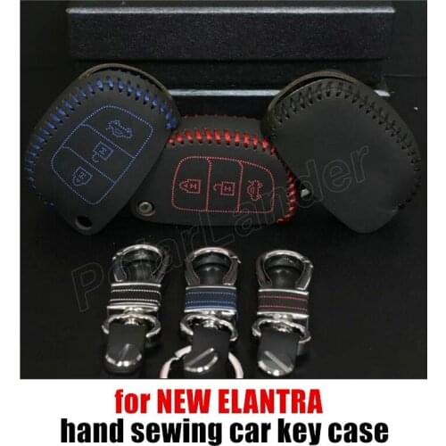 Only Red best gift car key case cover Genuine quality leather sewing by Hand fit for HYUNDAI MISTRA IX35 IX25 NEW ELANTRA