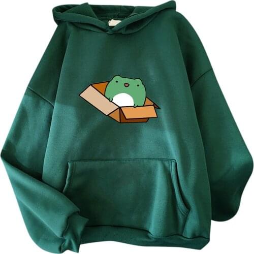 Hawaii Cartoon Print Hooded Sweatshirt Women Girls Oversized Fleece Pullover Outdoor Warm Long Sleeve Blouse Pocket Sudaderas