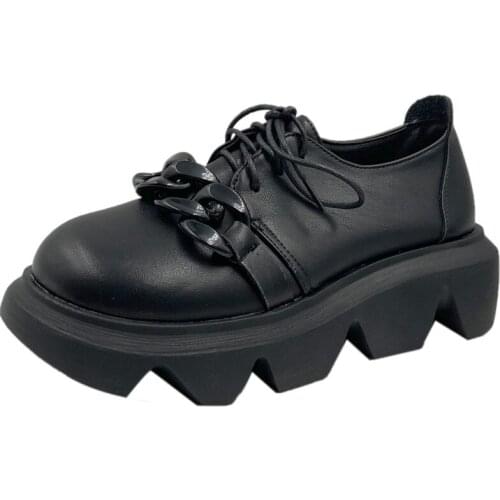 Fashion Spring Autumn Casual Women Shoes Wedges Platform Shoes Woman 2021 New Retro Lace Up Patent Leather Shoe Zapatos Mujer