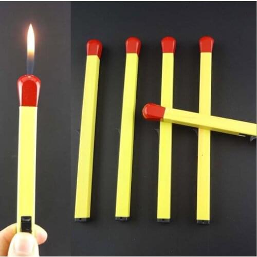 Creative Match Stick Fire Torch Refillable Cigarette Lighter Butane Gas Miniature model Ornaments Lighter Home Decoration Gift