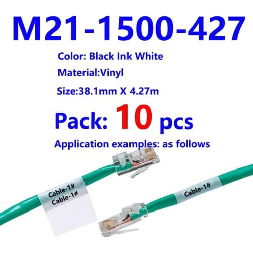 10 Pack BPM21 plus M21-1500-427 Vinyl Label tape For BMP21 PLUS Printer BMP21 LAB Black on white Labeling machine label maker