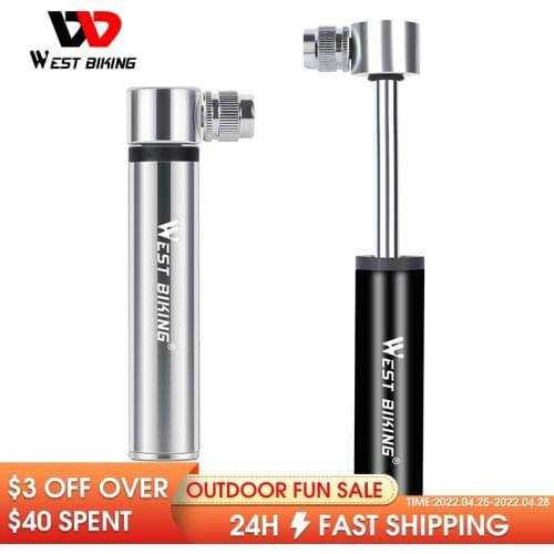WEST BIKING Mini Bicycle Pump Aluminum Alloy Cycling Hand Air Pump Ball Tire Inflator Schrader Presta Valve MTB Road Bike Pump