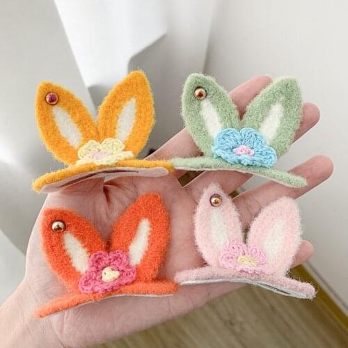 Knitted Cartoon Rabbit Ear Hair Pins Girls Hair Accessories Baby Clip Cutr Hair Clips Hair Styling Tools Barrettes Headdress