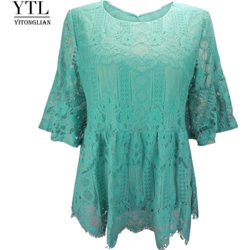 Womens Fashion Doll Bella Tops Elegant High Waist Holiday Vintage Style Lace Crop T-Shirts 5XL 6XL H181