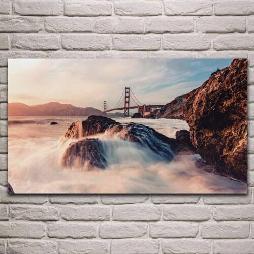 Golden bridge San Francisco nature landscape living room decoration home wall art decor wood frame fabric posters KL459