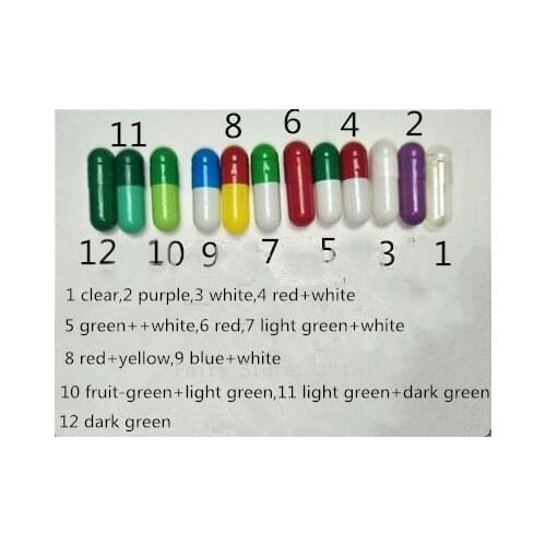 1# Capsules,1000pcs!All Kinds of Colored Empty Hard Gelatin Capsules Sizes 1,Joined Capsules Shell DIY Mask Refillable Bottle