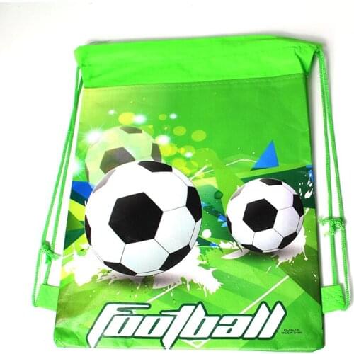 12pcs/lot football theme Non-Woven Fabric Bag drawstring Backpack Sccoer fan Birthday Party Decoration Supplies